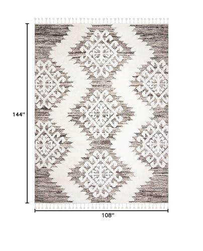 Tapete decorativo rectangular 9 x 12 pies Ivory/Brown miniatura 2