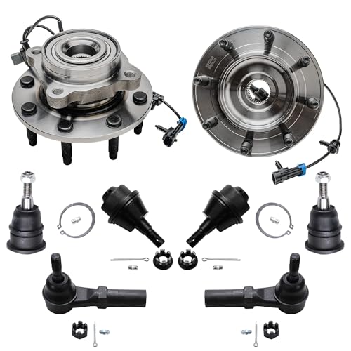 Detroit Axle - 8pc Front Wheel Bearing Hubs Kit for 07-10 Chevy GMC Sierra Silverado Suburban Yukon XL 2500 3500 HD 08-09 Hummer H2, 2 Wheel Bearing Hubs 2 Outer Tie Rods 4 Ball Joints Replacement