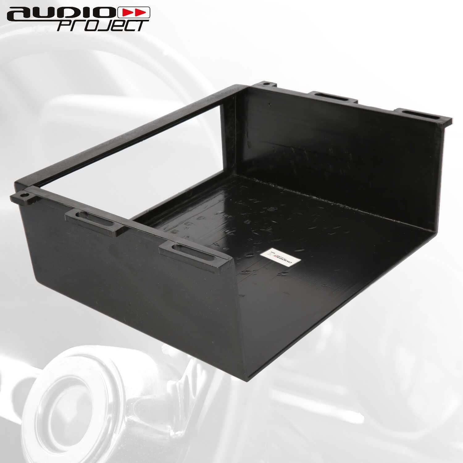 Audioproject A269 - Autoradio Gehäuse Unterbau Konsole Radioblende 1 DIN Universal Radio Einbaurahmen PKW LKW Boot Wohnmobil schwarz