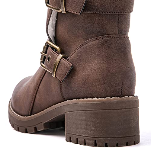 GLOBALWIN Women's Fur Booties Fashion Combat Ankle Boots For Women4