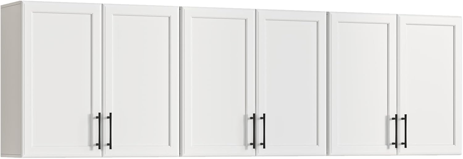 FIMELLO 70.8" Wall Mounted Laundry Room Cabinets Set - Off-White Shaker Doors, Adjustable Shelves for Kitchen Bathroom Storage