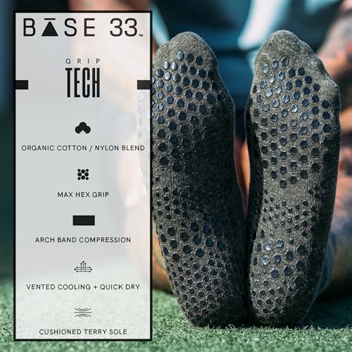 Image of Base 33 Low Rise Grip Socks - Pilates Socks with Non-Slip Grips, Arch Band Support, Wear for Yoga, Barre, Martial Arts