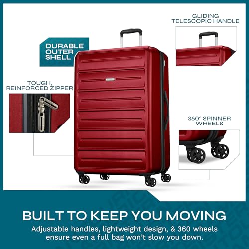 Image of American Tourister Westridge Hardshell Luggage Set - 2 Piece Set - 20 /28 inch Carry-On & Large Checked Luggage Set with Spinner Wheels - Expandable Hard Suitcases for Travel - Hard ABS Shell - Holly Red