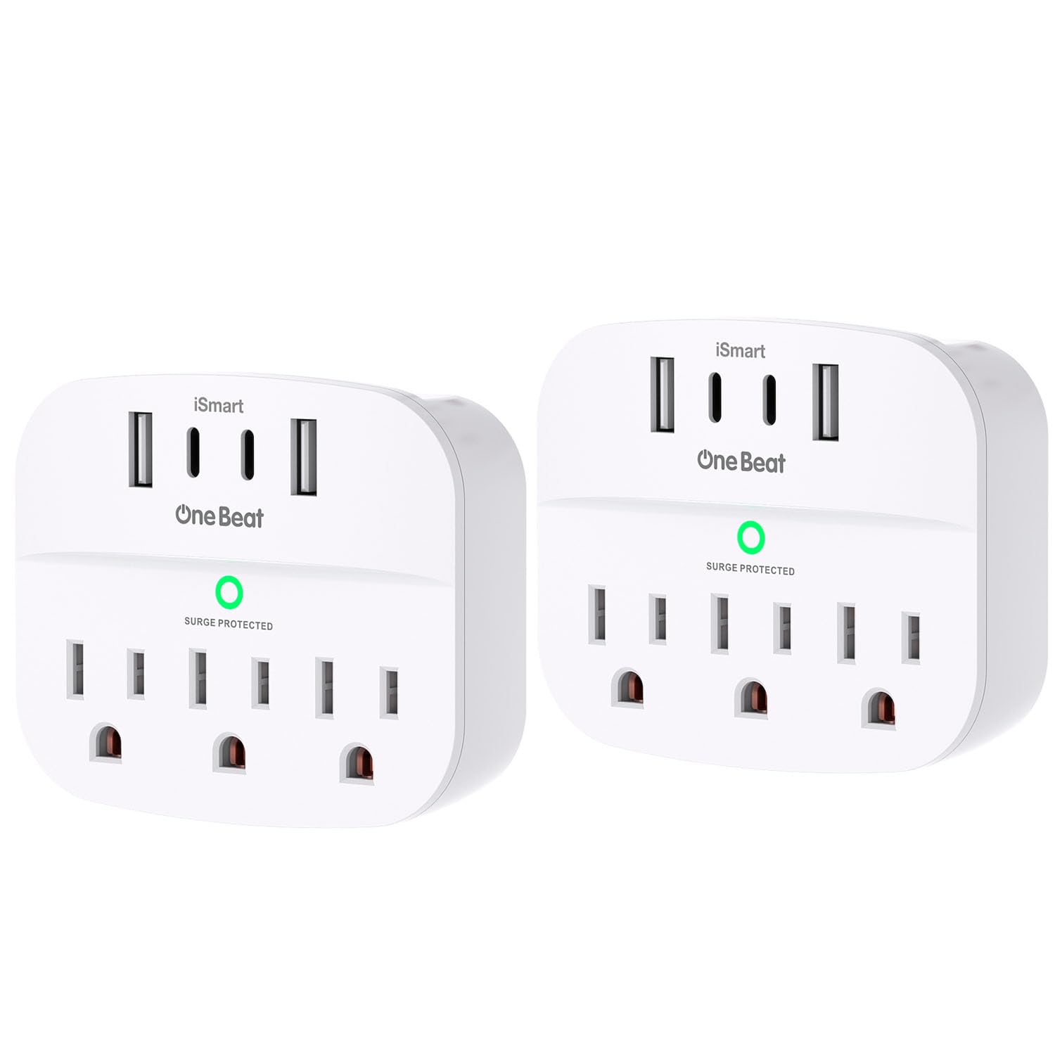 2 Pack Multi Plug Outlet Splitter with USB, Surge Protector Outlet ...