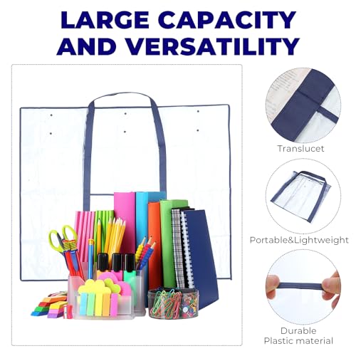 Image of 2 Pack Large Poster Storage Bag 48 inch x 36 inch Bulletin Board Holder Art Portfolio Case PVC Art Portfolio Container Bulletin Board Storage Box with Pocket for Classroom Teacher Organization