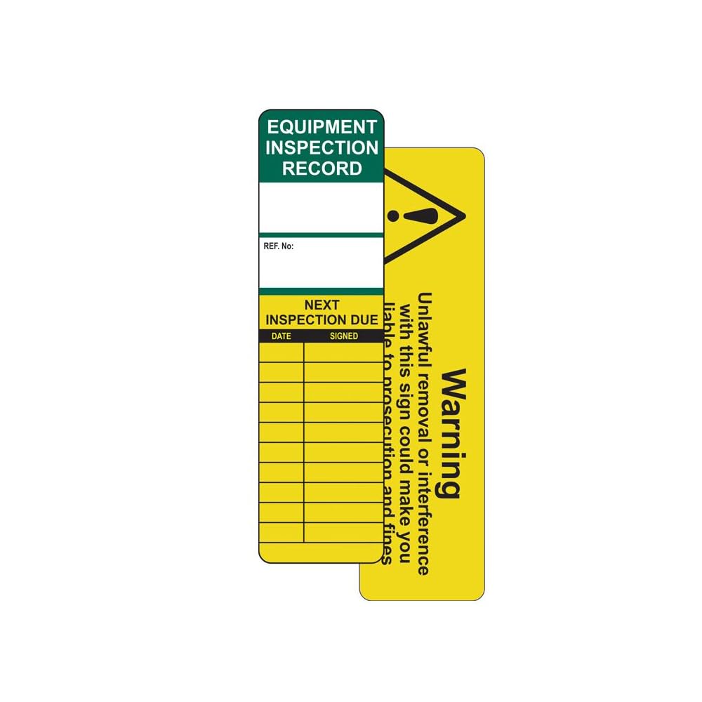Equipment Inspection Tagging Insert Pack of 50 Ideal for Use On Universal Equipment Polypropylene W50mm x H181mm