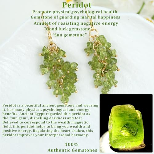 Natural Gemstone Earrings for Women | Natural Tumbled Stones Chip Earrings | Semi Precious Stone Cluster Earrings | Reiki Healing Crystal Long Dangle Hook Eardrop | Birthstone Gift4