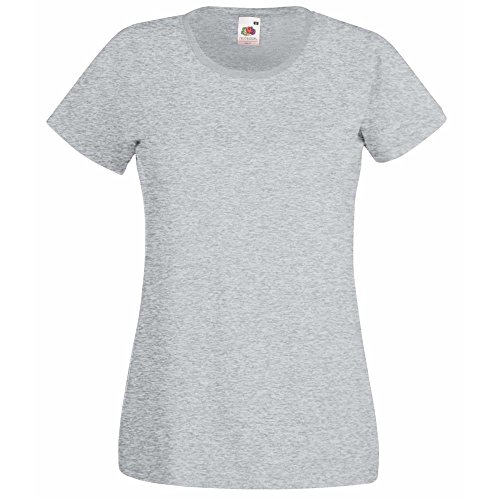 Fruit of the Loom Ladies Fit Valueweight Colours Short Sleeve Cotton T-Shirt Heather Grey