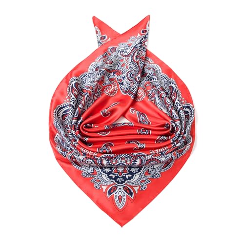 Image of 35 inch Men's Silk Cowboy Scarf - Oversized Western Bandana Neckwear, Large Square Scarf with Gift Packaging