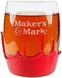 Maker's Mark Whiskey Glass with Signature Real Red Wax Drip Design, Clear Glass Tumbler - Set of 2