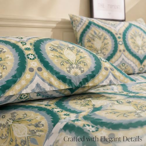 Image of BSB HOME 240 TC Cotton King Size Bedsheet, Premium Soft Breathable Floral Printed Double Bed Sheet, Bed Cover for Bedroom, Durable Bedding, 90 x 100 Inches (229 x 254 cm) - Sage Green