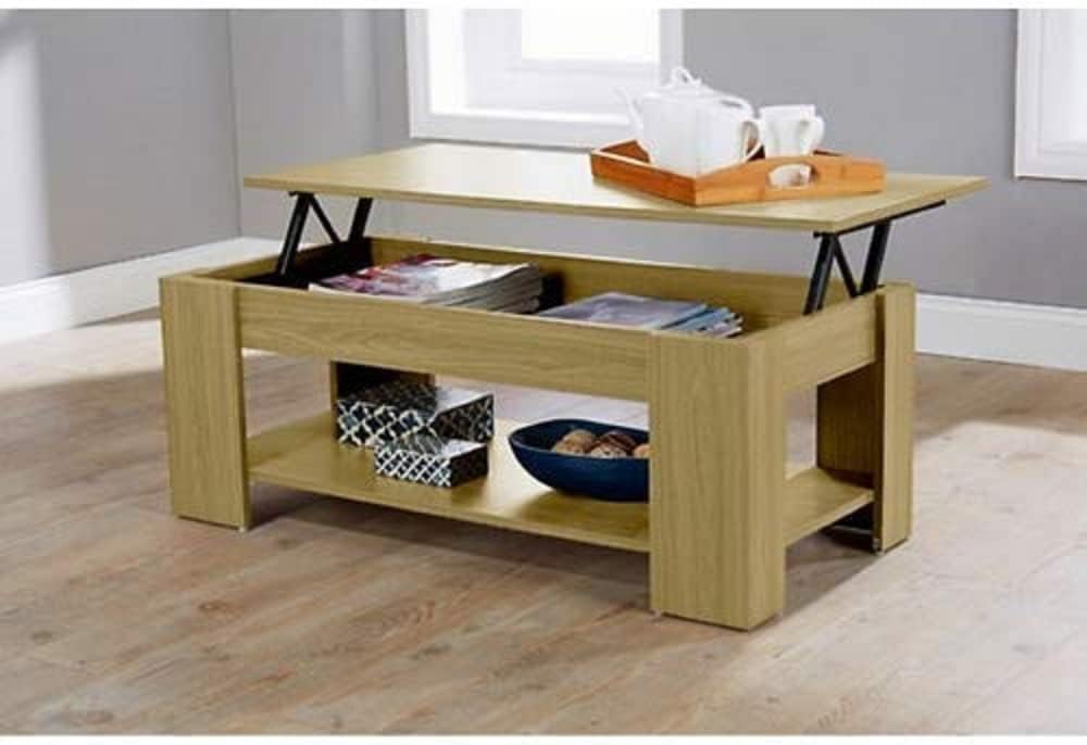 Home Source Caspian Lift Top Coffee Table with Storage & Shelf
