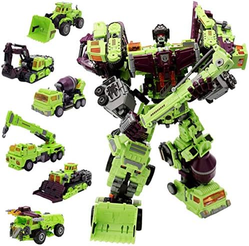 NBK Deformation Oversize Toys Robot Devastator TF Engineering Combiner 6 in 1 Action Figure Car Truck Model Gift for Kids Boys (Green)