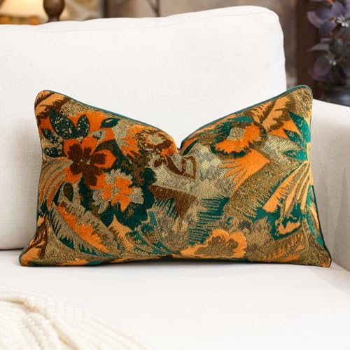 Alerfa Green Neutral Floral Pillow Cover 12 x 20 Inch, Vintage Cu...