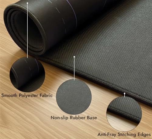 Image of Kreo Terra XXL Deskmat Premium Glass - Smooth Surface, 4mm Cushioned Base, Anti-Fray Stitched Edges - 900x400mm Large Desk Pad for Gaming & Work (Geometric)