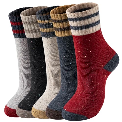 Wool Socks for Women - Womens Wool Socks Winter Sock for men Warm Thick Knit Soft Vintage Casual Crew Sock