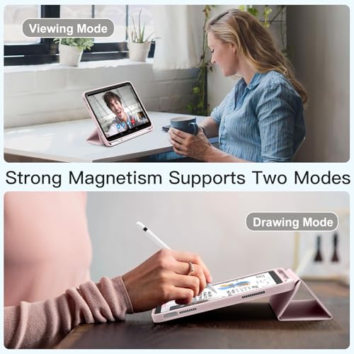 Image of Akkerds Compatible with iPad (A16) 11th Generation Case 11 Inch 2025, for iPad 10th Generation Case 10.9 Inch 2022 with Pencil Holder, Slim Trifold Stand Protective Cover with Soft TPU Back, Pink