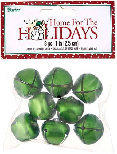 25mm Jingle Bells, Matte Green - 8 Bells