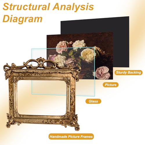 Image of 5x7 Victorian Gold Picture Frame, Baroque Vintage Ornate Design, Glass Front, Tabletop & Wall Display, Horizontal Orientation