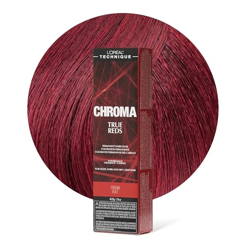 L'Oréal Technique Chroma True Reds Permanent Hair Color - Red Dye For Long-Lasting Color, For Light, Dark and Gray Hair, Ruby
