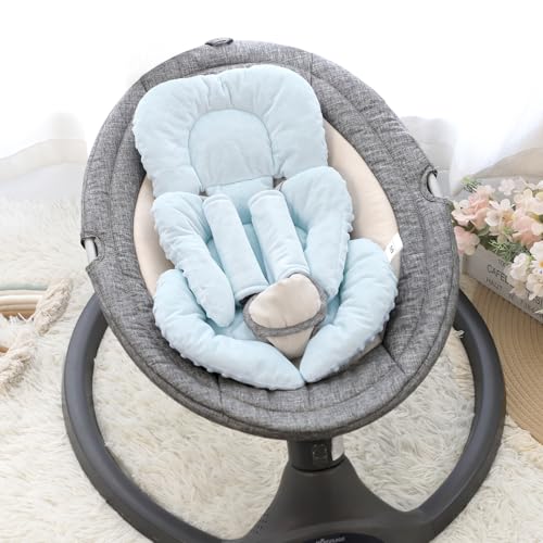 Image of GFU Infant Car Seat Insert Head and Body Support, Reversible Newborn Insert for Carseat with Strap Pads, Soft Stroller Cushion Pillow Insert for Boys and Girls, Fits for Stroller, Swing, Lightblue