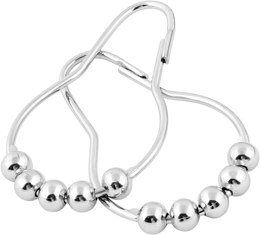 Utopia Roller Shower Curtain Rings/Hooks, 100% Stainless Steel, Polished Chrome, Set of 12 Rings (Chrome)