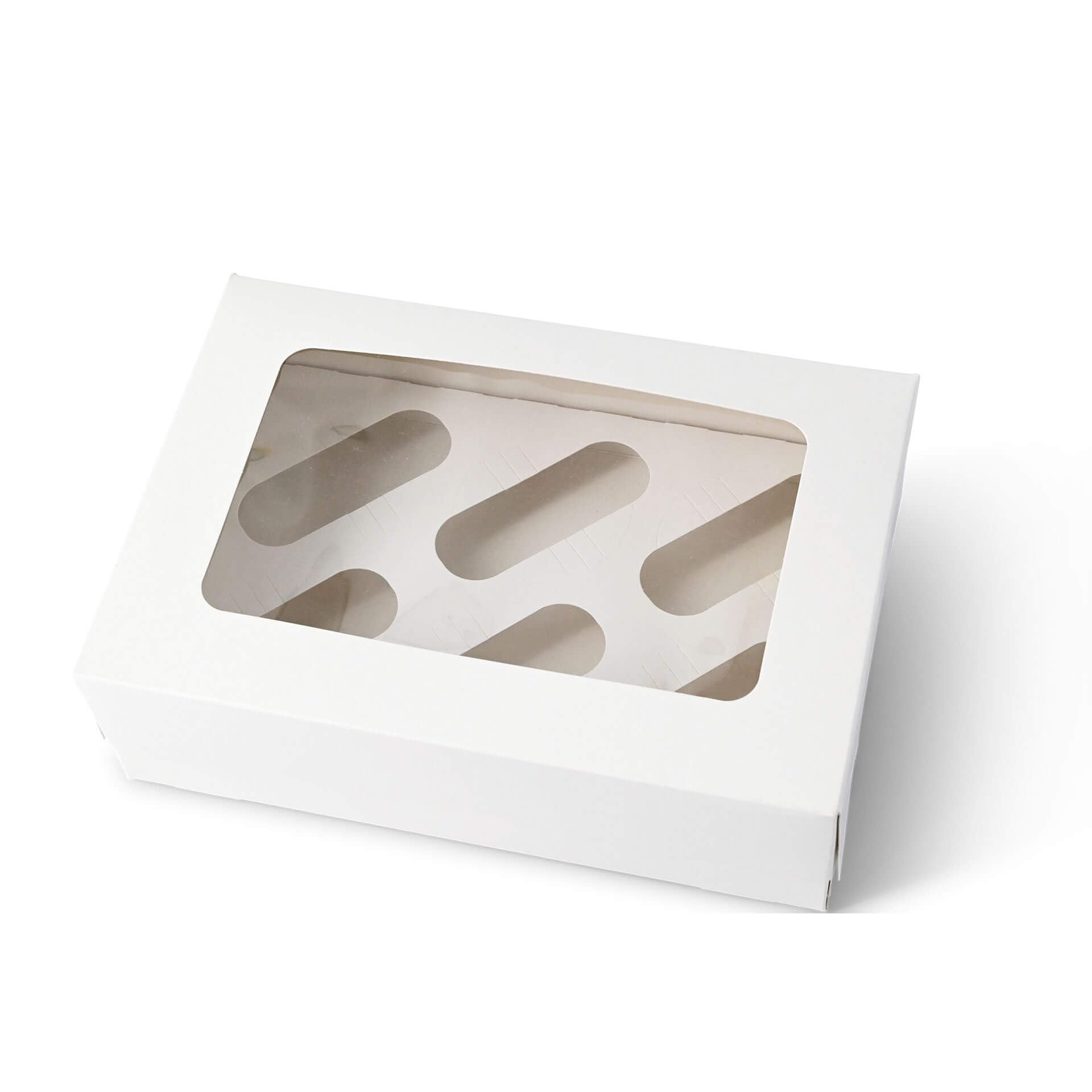BIOZOYG 125 uds caja para 6 cupcakes con ventana, blanca