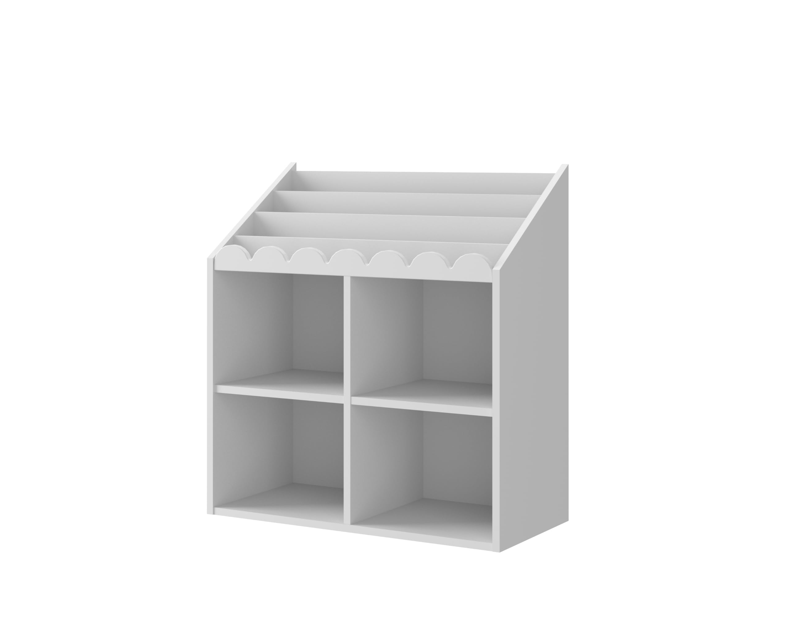 Bellamy Book Nook – Regał na Zabawki i Książki Montessori, Biblioteczka Dziecięca z Przegródkami, Organizer do Pokoju Dziecka, Regał Wolnostojący, Kolor Biały/Snow