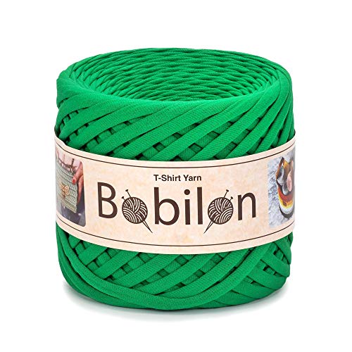 Bobilon T-Shirt Yarn for Crocheting, Colorful DIY Craft Material, Chunky Knit Basket, Mask Ear Ties 5-7 mm Green Island