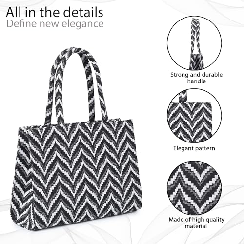 Tahamark-Womens-Printed-Synthetic-Leather-Tote-Bag-for-Office-College-and-Party-Black