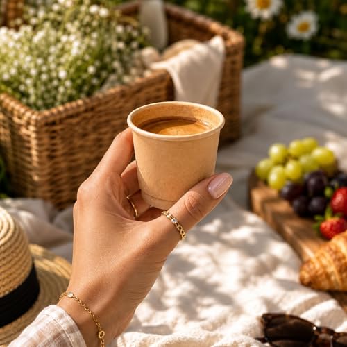Image of Restaurantware 4 Ounce Disposable Cups, Pack of 500 Double Wall Hot Cups - Lids Sold Separately, Rippled Wall and Kraft Paper Insulation, Ideal for Serving Coffee, Hot Chocolate, Tea, and More