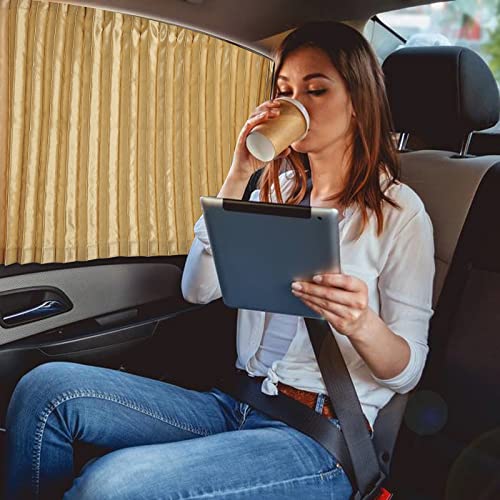 Image of ZATOOTO Car Side Window Sun Shade - 2 Pcs Beige Magnetic Privacy Sunshades - Curtain Keeps Cooler Screen for Baby Sleeping