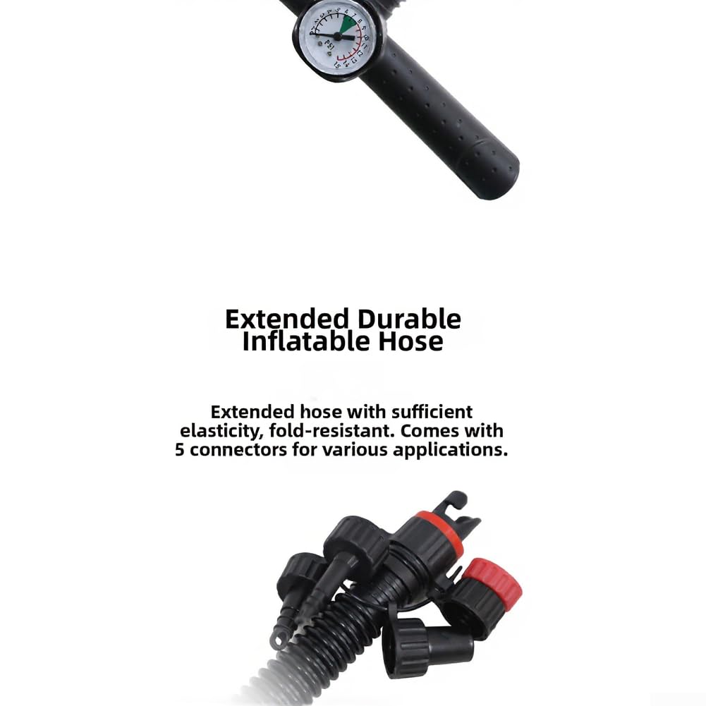 Pompe manuelle haute pression 3000 CC avec manomètre, pompe à air double action 30 PSI pour bateau gonflable, pour kayak, canot en caoutchouc, planche à pagaie, noir