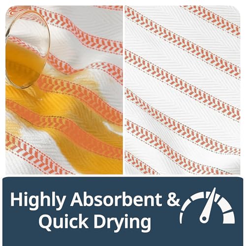 Image of LANE LINEN Tea Towel for Kitchen 100% Cotton Absorbent & Soft 6 Pack - Rust
