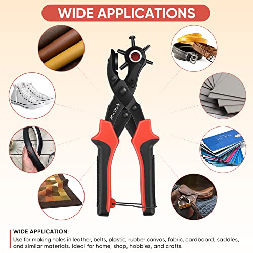 TICONN Leather Hole Punch Tool Set, Heavy Duty Multi-Size Hole Puncher Tool for Belts, Watch Bands, Plastic, Fabric - Image 8