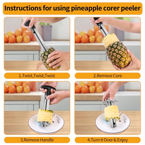 Pineapple Corer and Slicer, Stainless Steel Apple Pineapple cutter and corer Set, with Pineapple Slicer, Apple Corer and Fruit Cutter, Pineapple Apple corer tool kitchen
