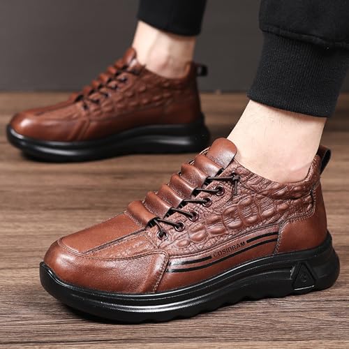 COSIDRAM Men's Casual Shoes Stylish Embossed Crocodile Print Sneakers Soft Walking Loafers 5