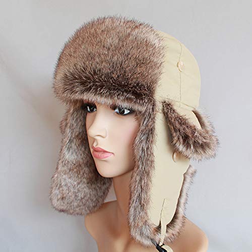 Gorro de Invierno Térmico Sombrero de piel cálido de invierno for hombres y mujeres Sombrero de bombardero a prueba de viento con solapa for las orejas Sombrero de Aviador para Esquiar Deportivas al A