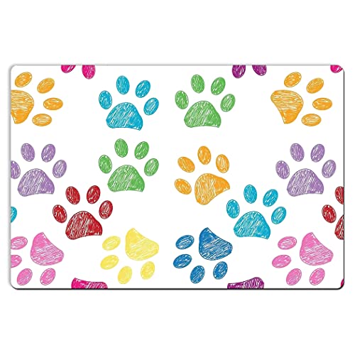 YISUMEI Paw Bathroom Rugs Non Slip Black Bath Mats Super Absorbent Bath Mat for Bathroom 17"x24",Colorful Dog Cat Paw