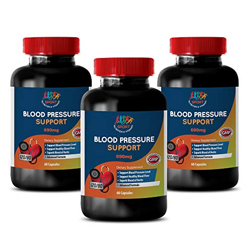Blood Pressure Essentials - Blood Pressure Support 690MG - Advanced Formula - Garlic Pills - 3 Bottles (180 Capsules)