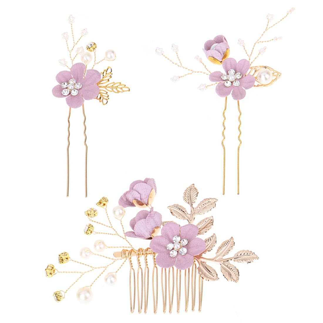 EIHI3 Pieces Rose Accessory Cheveux Mariage Bijoux Cheveux Pince Cheveux Mariage Bijoux Cheveux Mariage Bijoux de Cheveux pour Femme, A