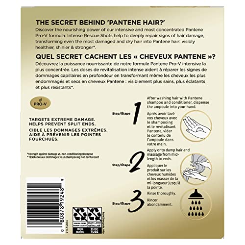 Pantene Hair Mask for Dry Damaged Hair, Deeply Moisturizing and Weightless, Miracle Intense Rescue Shots, Paraben Free, 60 mL Total (4 Count of 15 mL Each) - Image 3