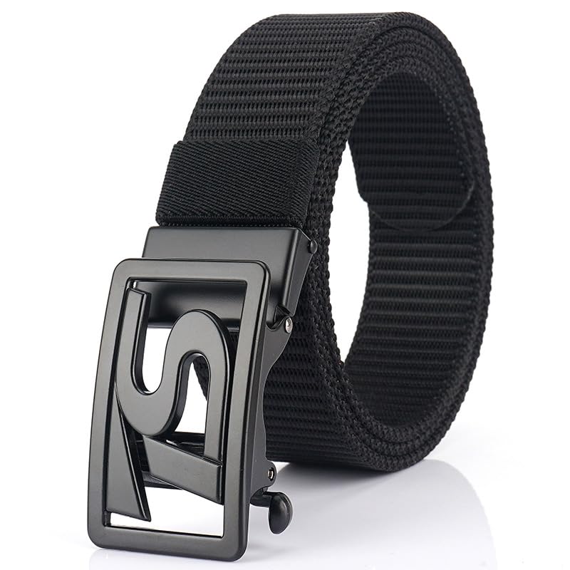 Image of TUSHI Ratchet Golf Casual Belt for Men, Nylon Web Tactical Work Belt with Automatic Slide Buckle