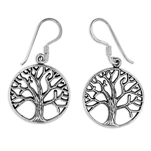 Sterling Silver Tree of Life Dangle Earrings