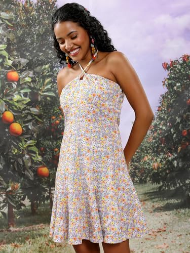 Image of Tokyo Talkies Women's Sleeveless Halter Neck Printed Dresses | Stylish Dresses | Casual Dresses