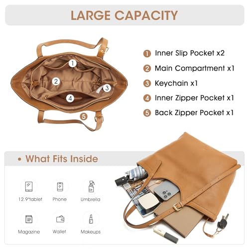 Bolso Kattee de cuero genuino para mujer Hobo Tote miniatura 4