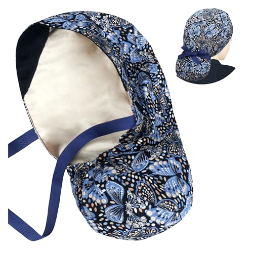 ABAMERICA Scrub Caps for Women Surgical Caps Nurse Hat Functional Ponytail Holder for Long Hair Single or Satin-Lined A- 84 Satin Lined Nautical Wings