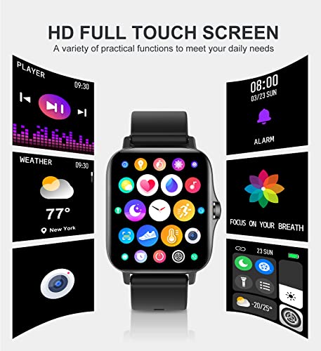 Smart Watch For Men Women(Call Receive/Dial), Iaret Fitness Tracker 1.7" Full Touch Screen Smartwatch For Android Ios Phones Waterproof Activity Trackers With Heart Rate Sleep Monitor Pedometer, Black #TOP5
