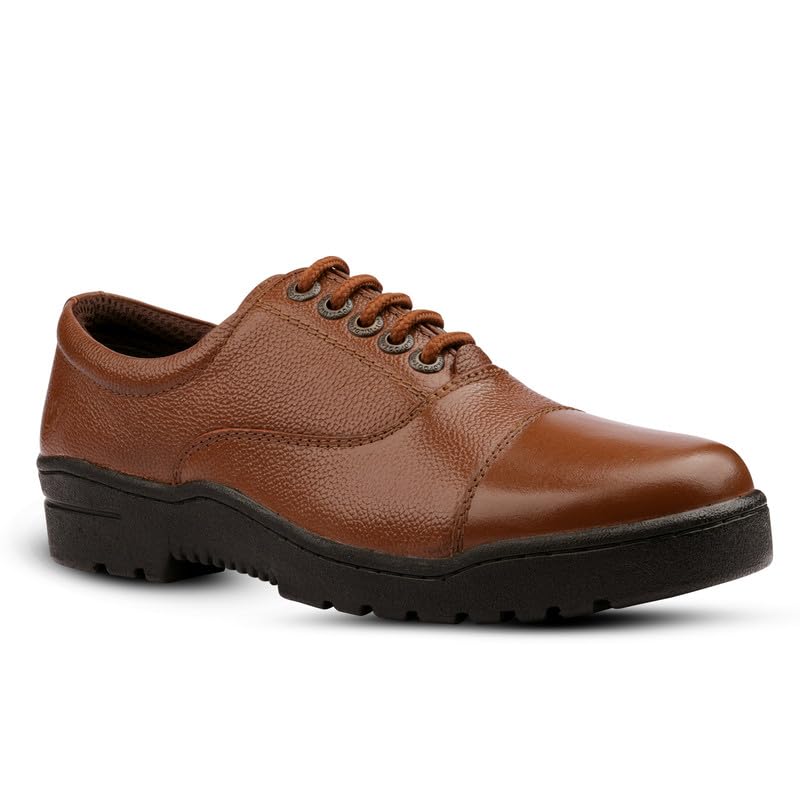 Oxford Tan Police Shoes for Men | Leather Uniform Shoes | Slip Resistant Comfortable Duty Footwear-picture-16