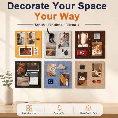Image of Climberty Felt Bulletin Board, 6-Piece Pinboard Set, Mixed Colors